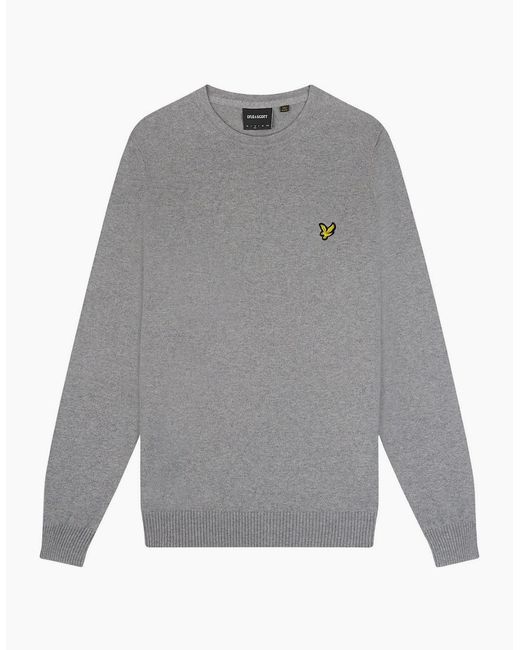 Lyle & Scott Gray Lyle & Scott Cotton Merino Mid Marl Pull-Over Jumper for men