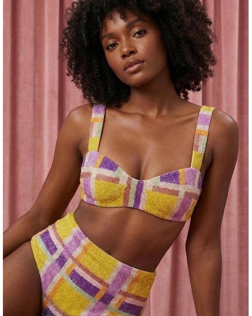 Oceanus Brown Candy Stripe Bikini Bottom