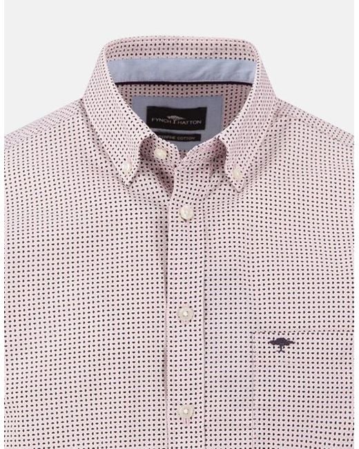 Fynch-Hatton Pink Minimal Print Short Sleeved Shirt Magnolia for men