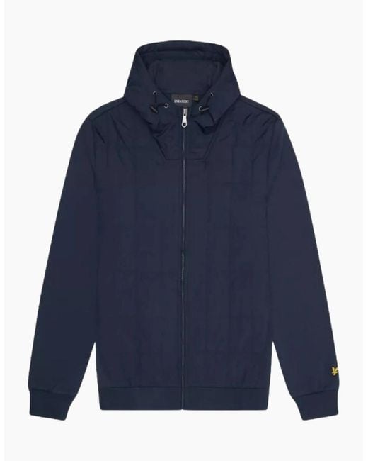 Lyle & Scott Blue Lyle & Scott Hybrid Quilted Zip-Up Hoodie for men