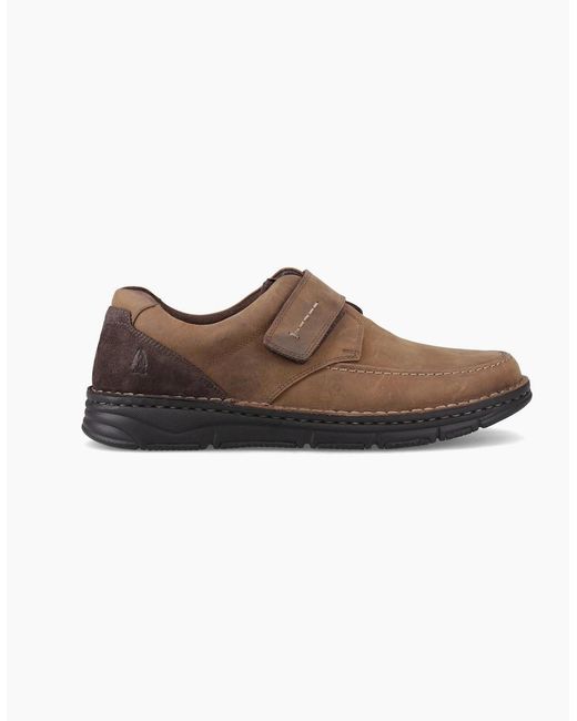 Hush Puppies Brown Forde Touch Fastening Leather Tan Loafers for men