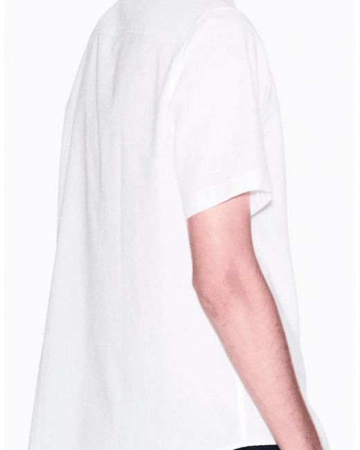 ARMANI EXCHANGE White Seersucker Textured Short Sleeve Shirt for men