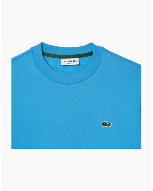 Lacoste Blue Fleece Crew Neck Sweatshirt Knitted Jumper Long Sleeve Sweat Tops for men