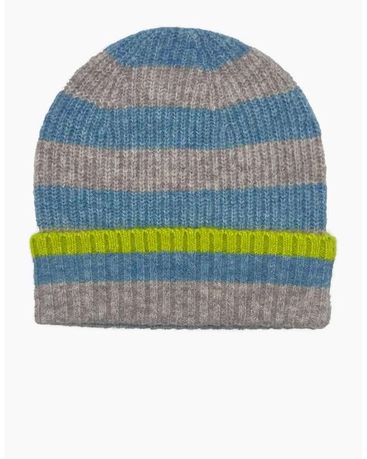 Nooki Design Blue Farah Knitted Stripe Beanie-Duck Egg
