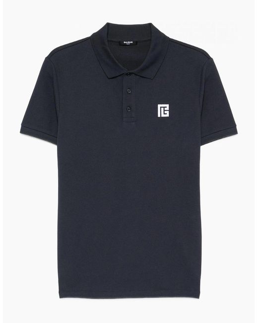 Balmain Blue Embroidered Ps Piquet Polo for men