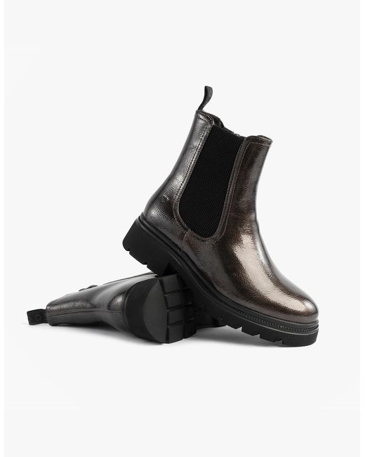 Heavenly Feet Black Zeta Chelsea Boots Pewter Patent