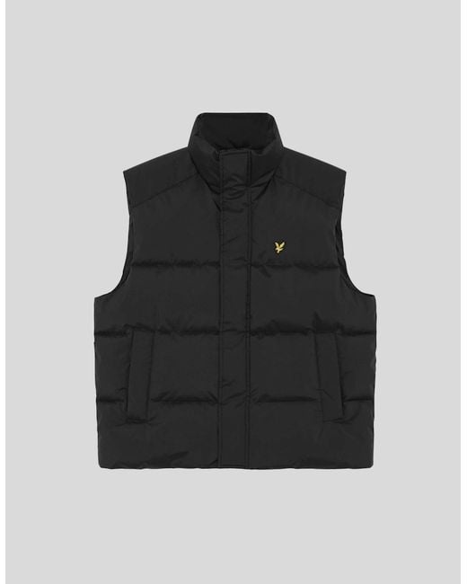 Lyle & Scott Black Funnel Neck Puffer Gilet for men