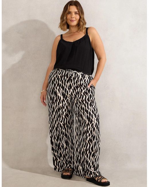 Live Unlimited London Multicolor Mono Print Wide Leg Trouser