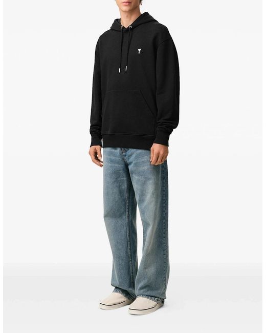 AMI Black Loopback Jersey Adc Hoodie for men