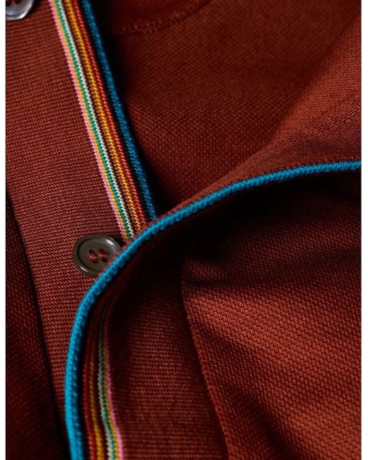 Paul Smith Red Signature Stripe Trim Polo Shirt 18 Ltrus for men