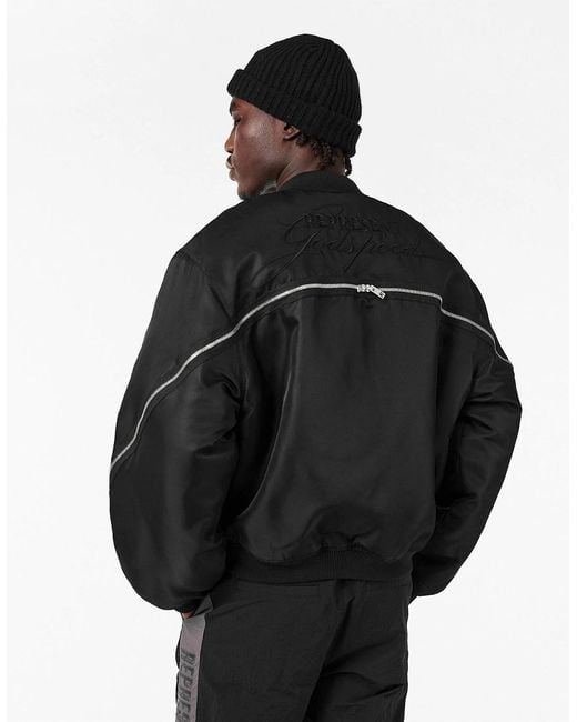 Represent Black Contemporary Structured Bomber Jacket for men