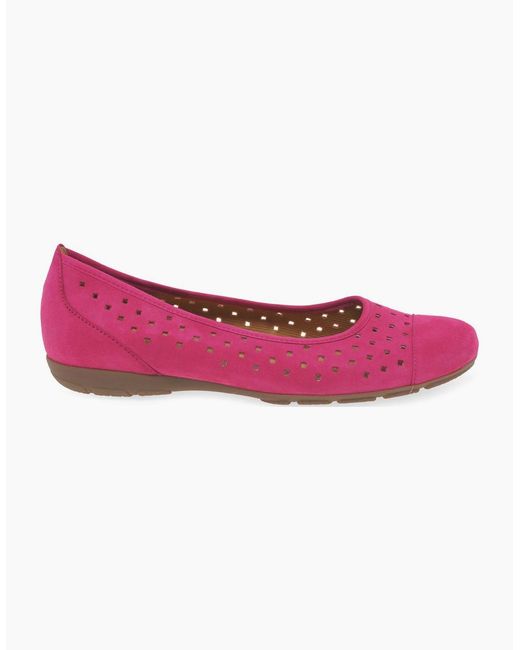 Gabor Pink Ruffle Punched Detail Casual Shoes
