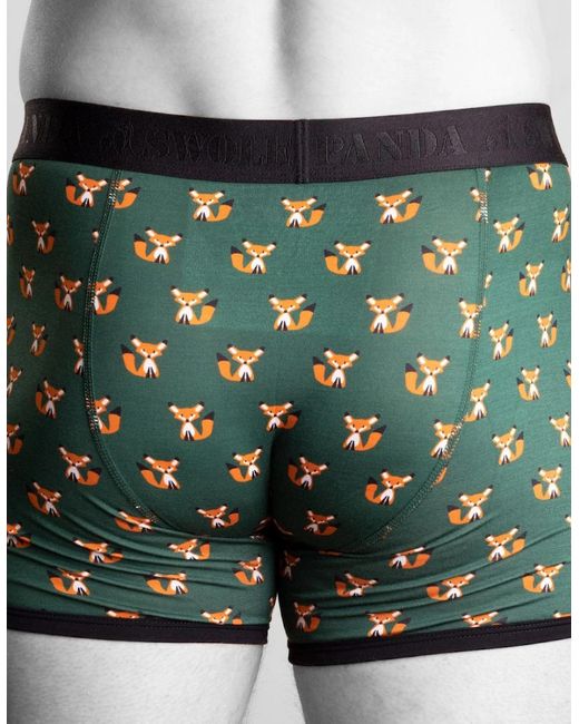 Swole Panda Green Foxes Bamboo Boxer Brief for men