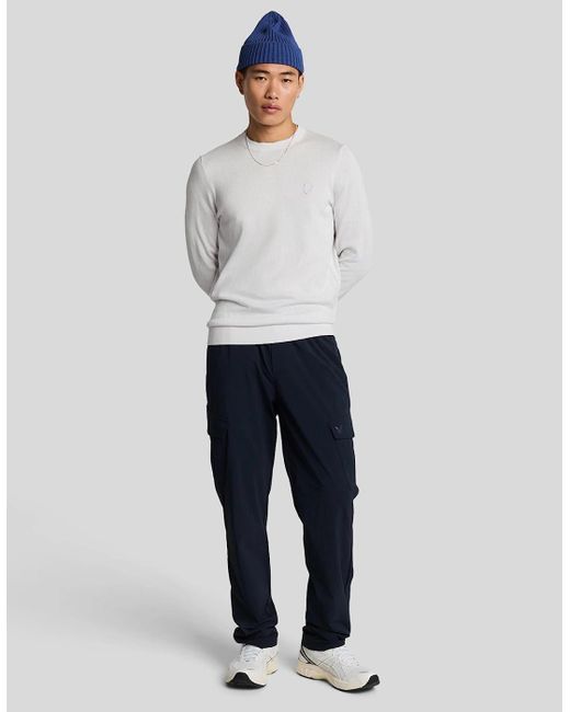 Lyle & Scott White Superfine Crew Neck Jumper for men