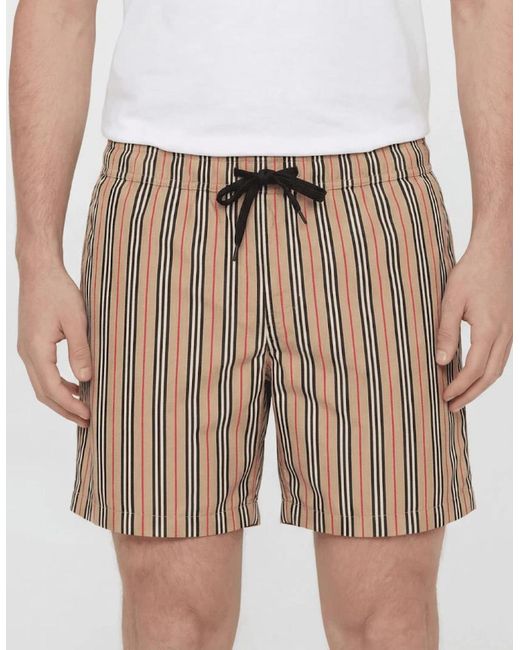 Burberry Natural 'Martin' Signature Check Swim Shorts Archive for men