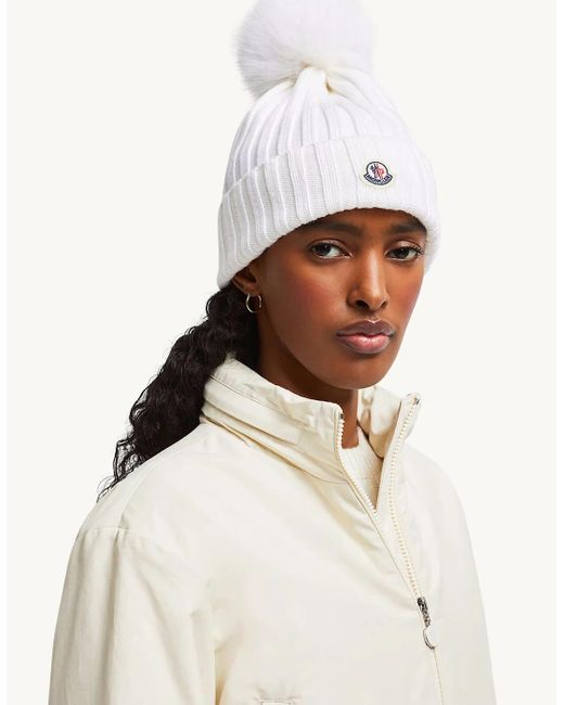 Moncler Tonal Bobble Hat in White Lyst UK