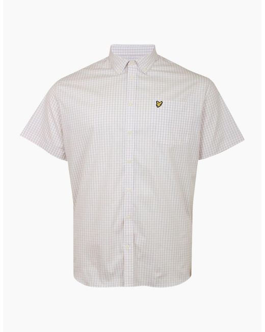 Lyle & Scott White Lyle & Scott Short Sleeve Slim Fit Cove Gingham Shirt for men