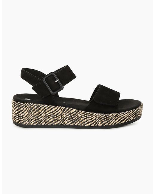Remonte Black Tapestry Wedge Sandals