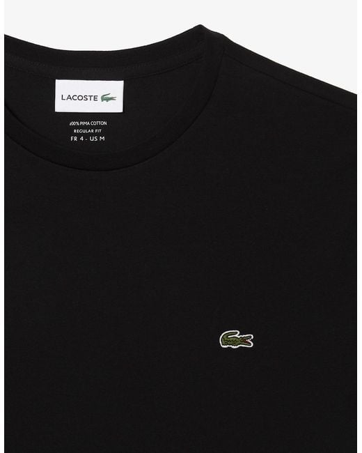 Lacoste Black Th6709 T Shirts Short Sleeve Crew Neck Soft Pima Cotton Summer Tee for men