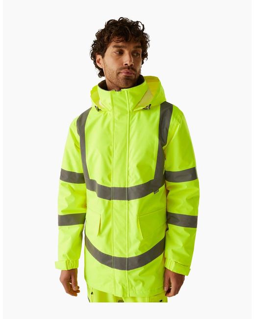 Regatta Yellow Pro Contract Dover Hi-Vis Parka for men