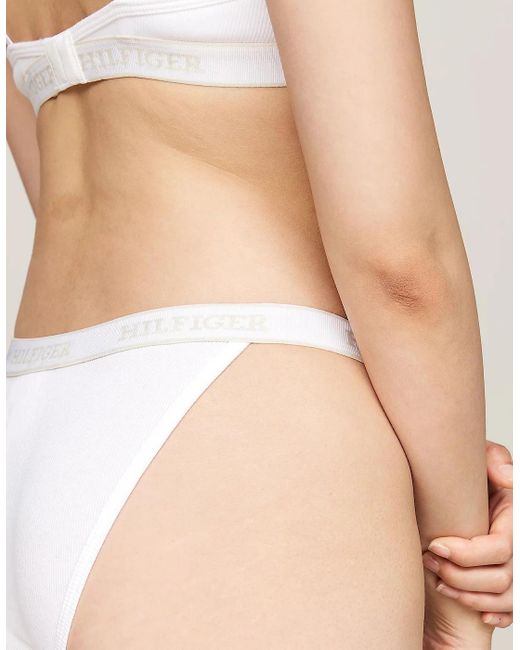 Tommy Hilfiger White Monotype Tanga Bikini Briefs