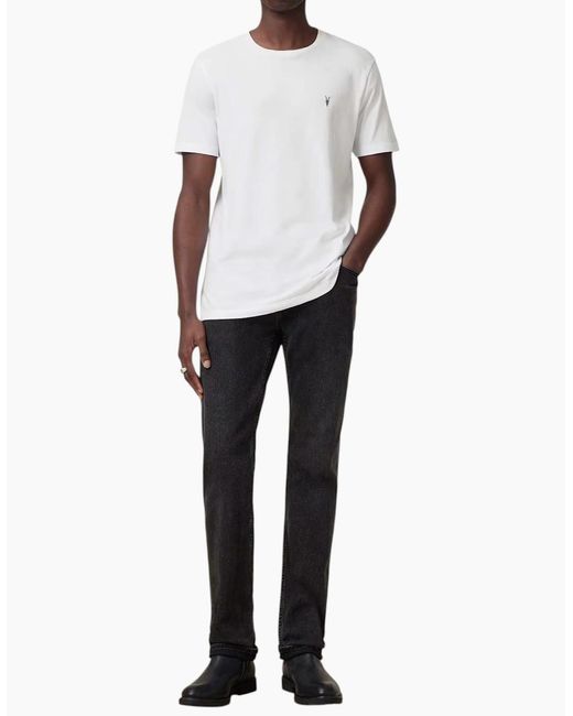 AllSaints White T Shirts Lycra Stretch Cotton Crew Neck Short Sleeve Summer Tee for men