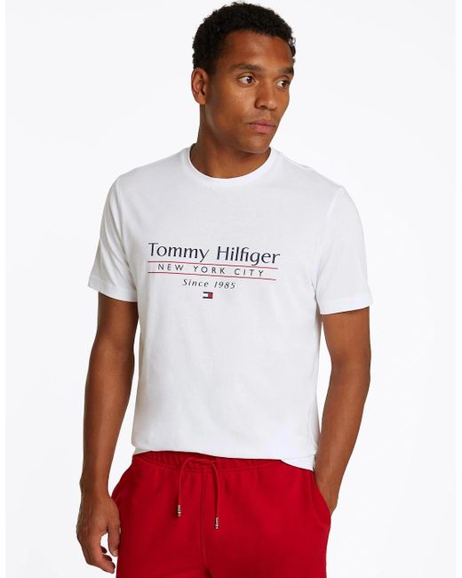 Tommy Hilfiger White Center Stack T Shirt for men