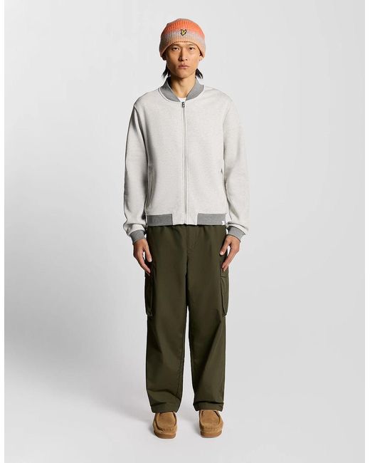 Lyle & Scott Gray Half Raglan Sleeve Jersey Bomber for men