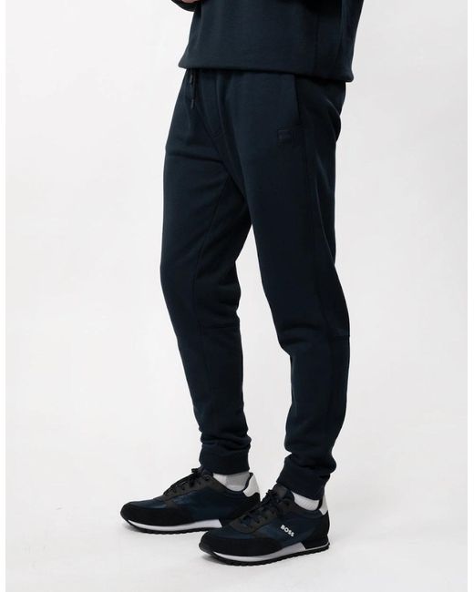 Boss Blue Boss Sestart Cotton-Terry Tracksuit Bottoms With Logo Patch Nos for men