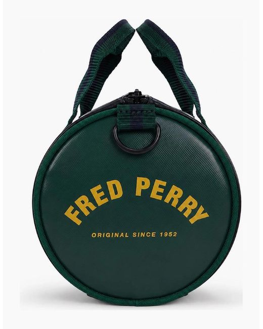 Fred Perry Black Classic Mini Barrel Bag/Grassroots for men