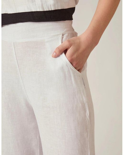 James Lakeland White Relaxed Linen Trousers
