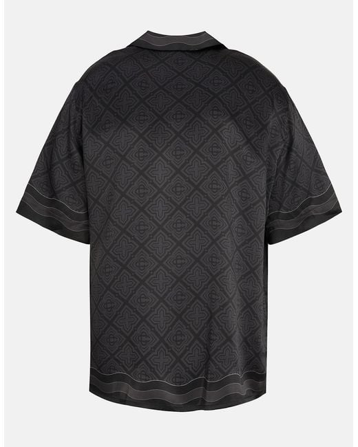 Casablanca Black Satin Radiating Monogram Silk Shirt for men