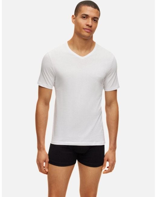 Boss White 3-Pack Classic-Fit V-Neck T-Shirts for men