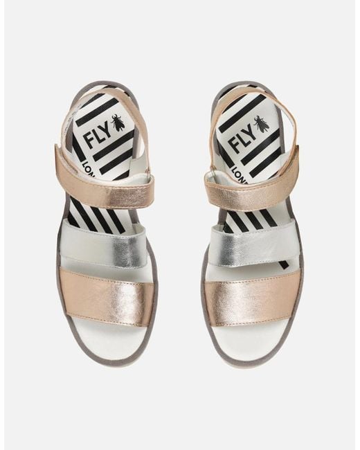 Fly London White Bexy Wedge Heel Sandals