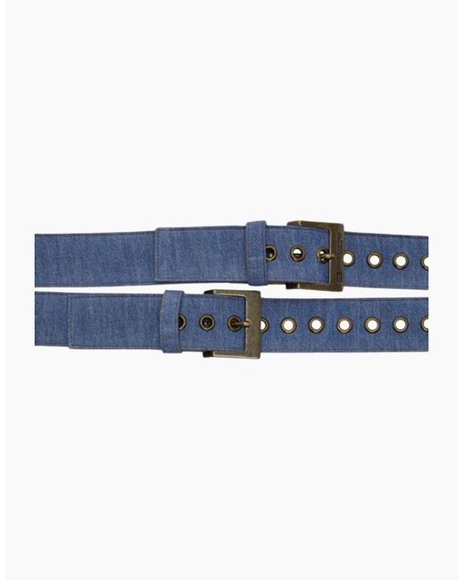 DIESEL Blue Sobelt 1 Belts Genuine Leather Denim Trim Vintage Biker Waist Belts for men