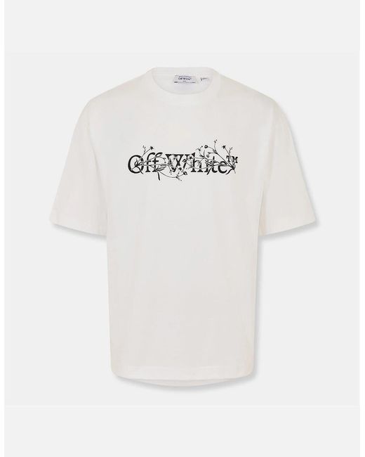 Off-White c/o Virgil Abloh White Flower Crew Neck Short Sleeve T-Shirt for men