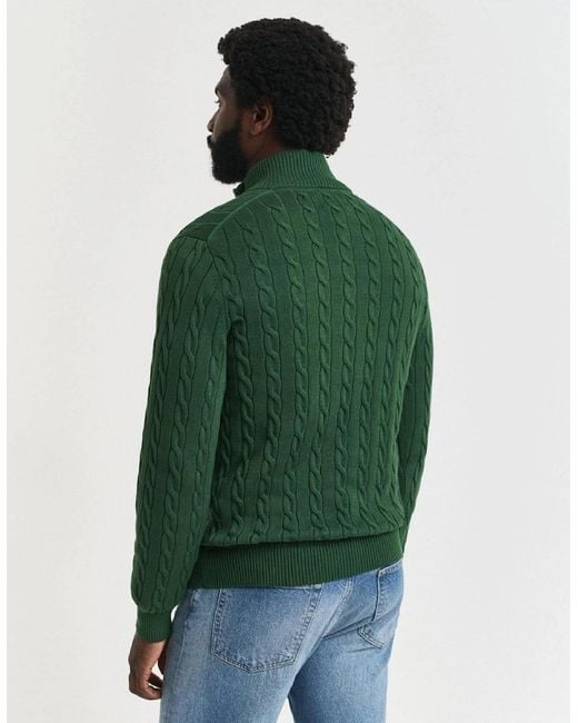 Gant Green Cable Half Zip Fleece for men