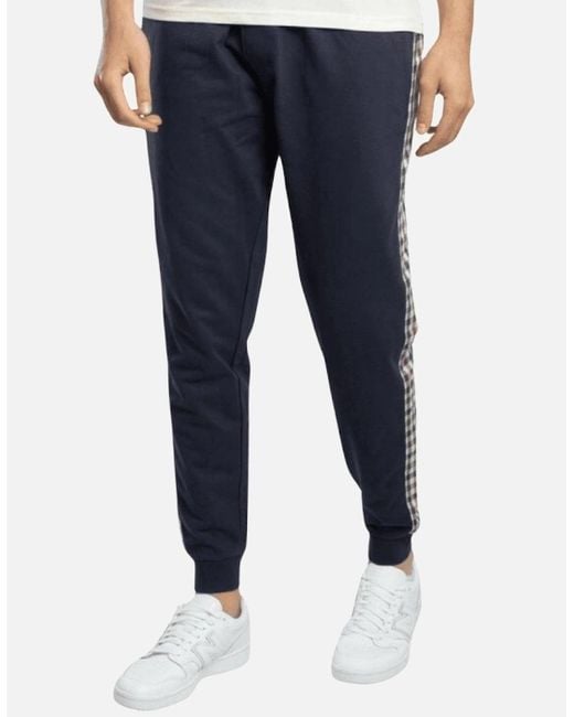 Aquascutum Blue Club Check Taped Jogging Pant for men