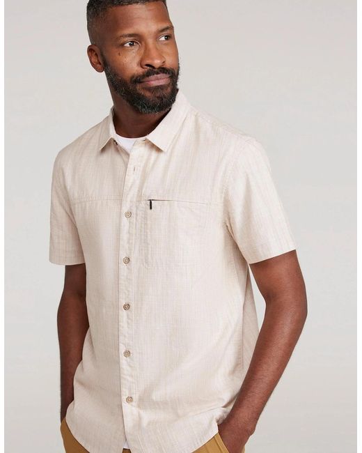 Mountain Warehouse White Coconut Slub Short-Sleeved Shirt for men