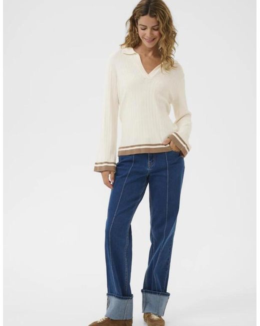 Cream Natural Villea Polo Top