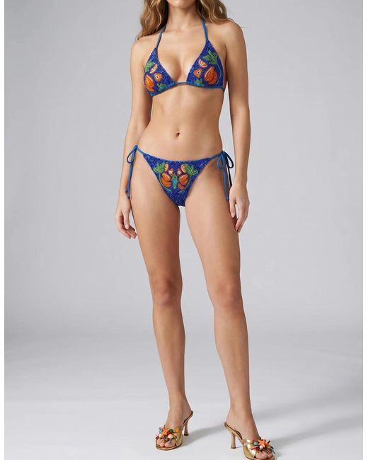 Oceanus Blue Mulata Hand-Beaded Bikini Bottom