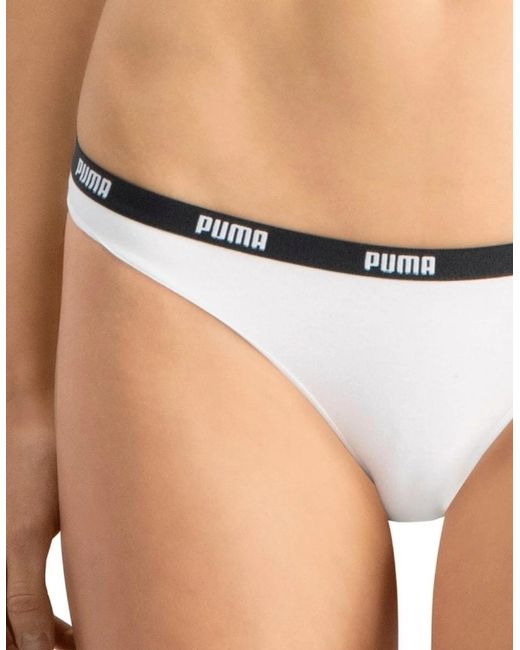 PUMA White 2-Pack Striped Logo Mid-Rise Strings