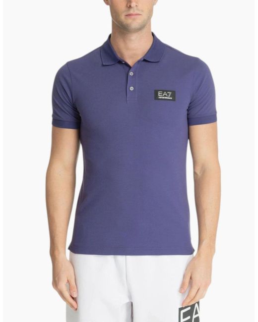 Armani Blue Polo Shirts Slim Fit Short Sleeve Cotton for men