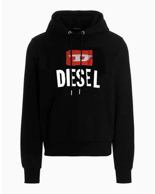 DIESEL Black New D Logo Hoodie for men