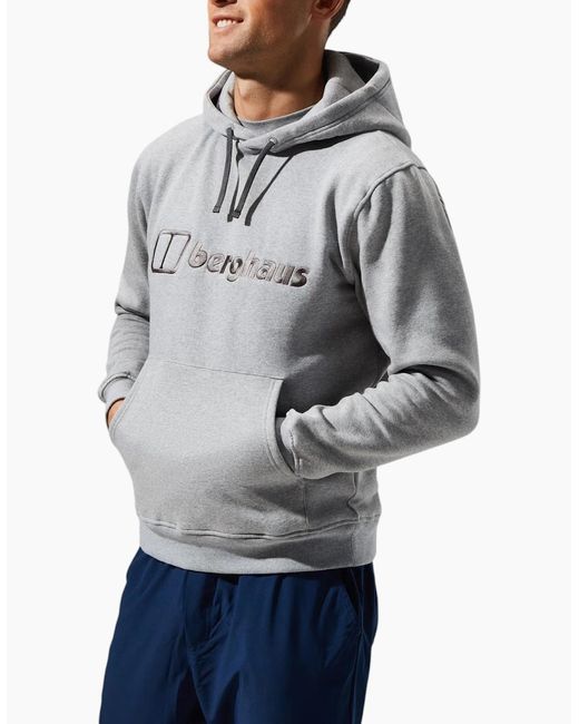 Berghaus Blue Hoodie Pullover Overhead Regular Fit Sportswear Fleece Logo Hoody for men