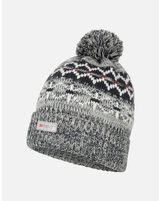 Mountain Warehouse Gray Fair Isle Thinsulate Beanie for men