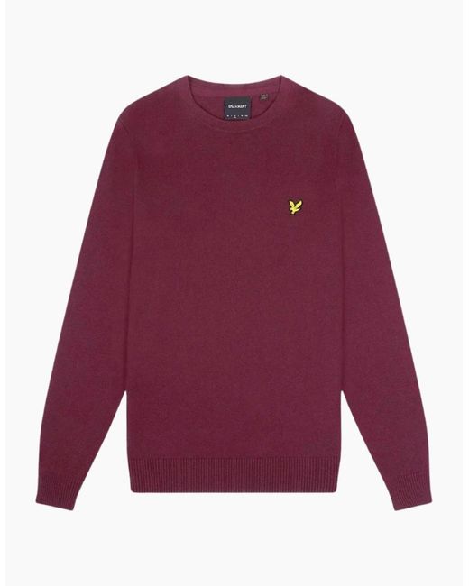 Lyle & Scott Purple Lyle & Scott Cotton Merino Rich Burgundy Pull-Over Jumper