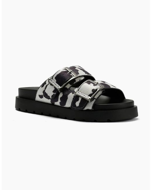 Buffalo Black Raya Ari Cow Sandals