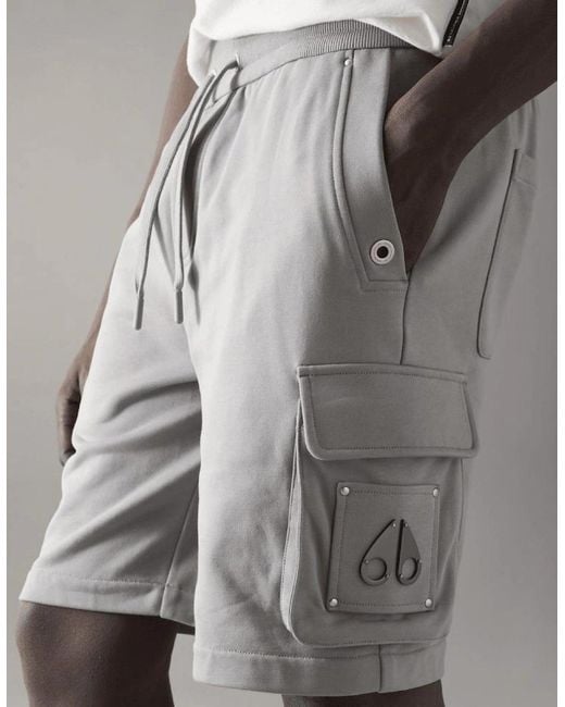 Moose Knuckles Gray Cotton Hartsfield Industry Cargo Shorts for men