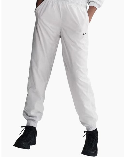 Nike White Sportswear Classic Woven Mid-Rise Loose Joggers